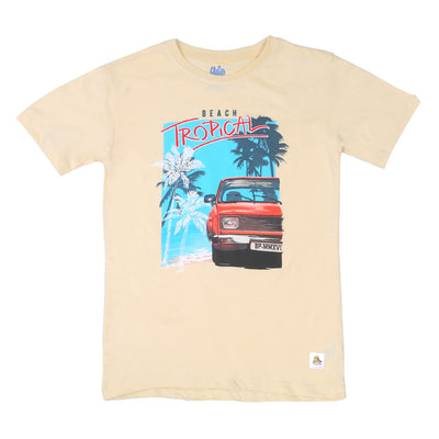 Boys T-Shirt Tropical Beach - Vanilla
