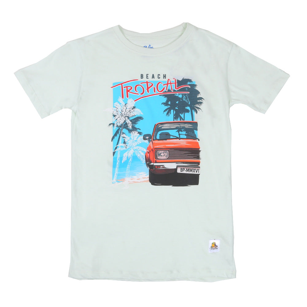 Boys T-Shirt Tropical Beach - Aqua Glass