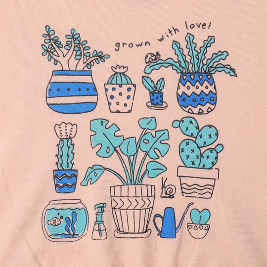 Infant Girls Cotton T-Shirt Cactus  - Peach