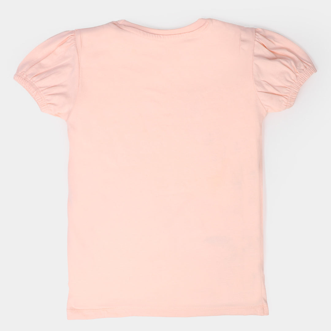 Girls Cotton T-Shirt Love Soul - Peach