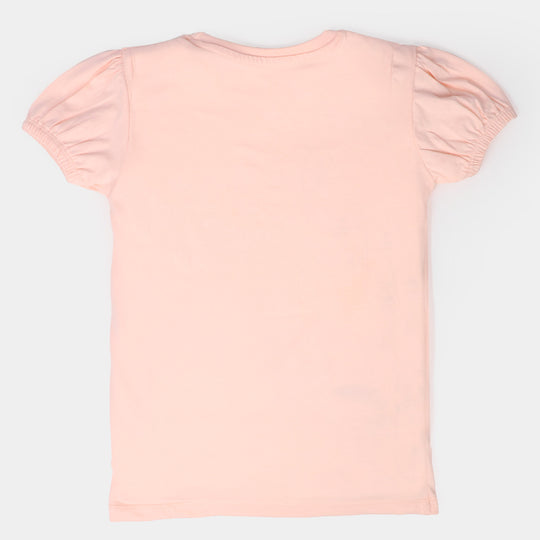 Girls Cotton T-Shirt Love Soul - Peach