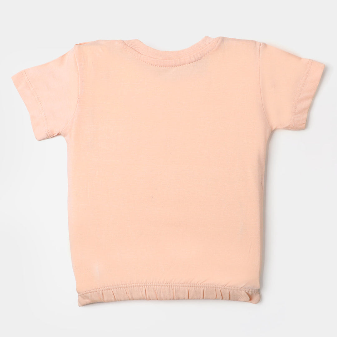 Infant Girls Cotton T-Shirt Cactus  - Peach