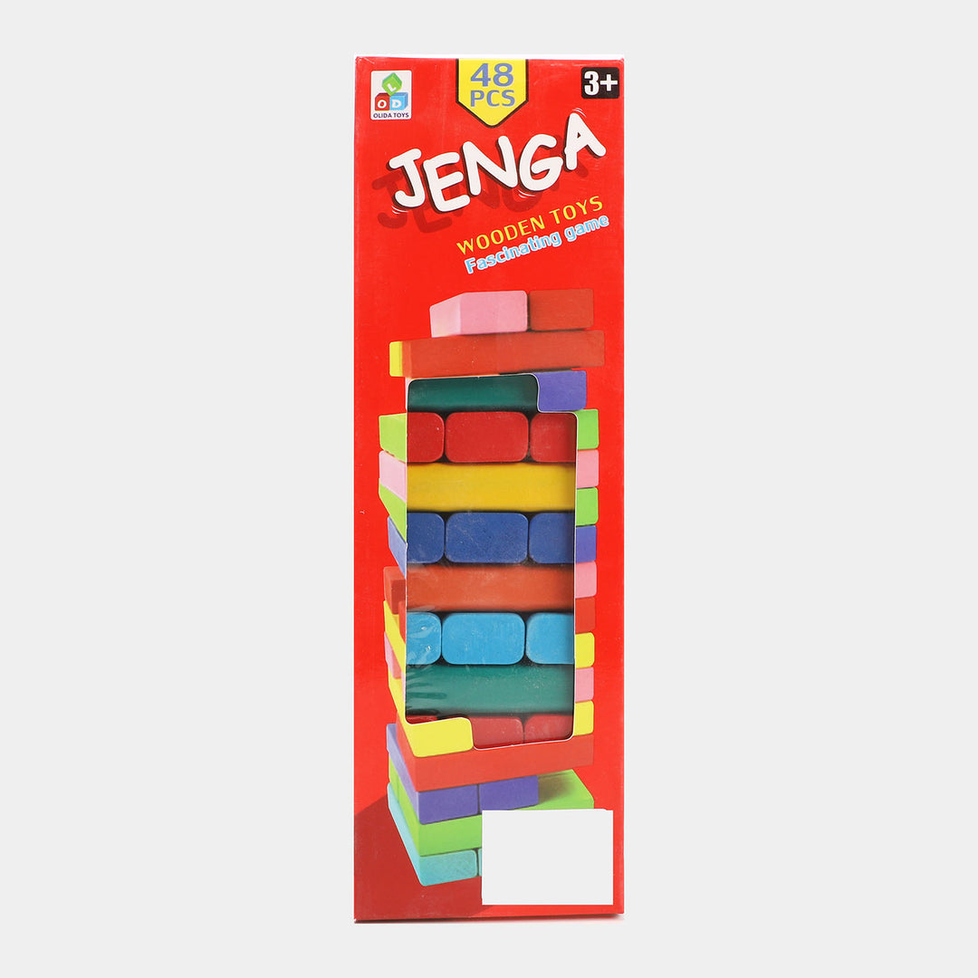 Jenga Colored Game with Wooden Blocks, Stacking Tower Game | 48PCS