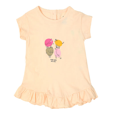 Infant Girls T-Shirt Always Happy - Light Peach