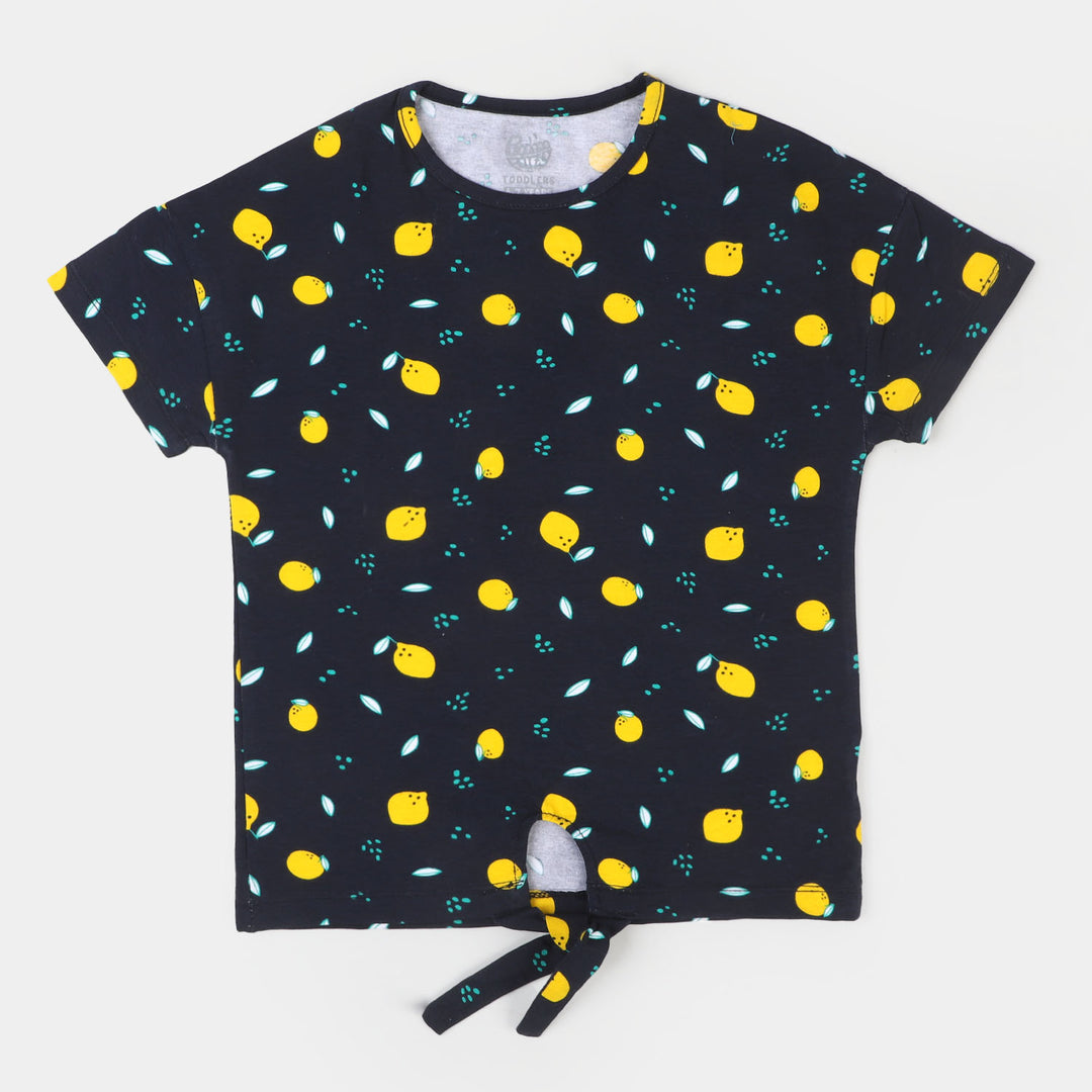 Girls T-Shirt Printed Lemons - Navy Blue