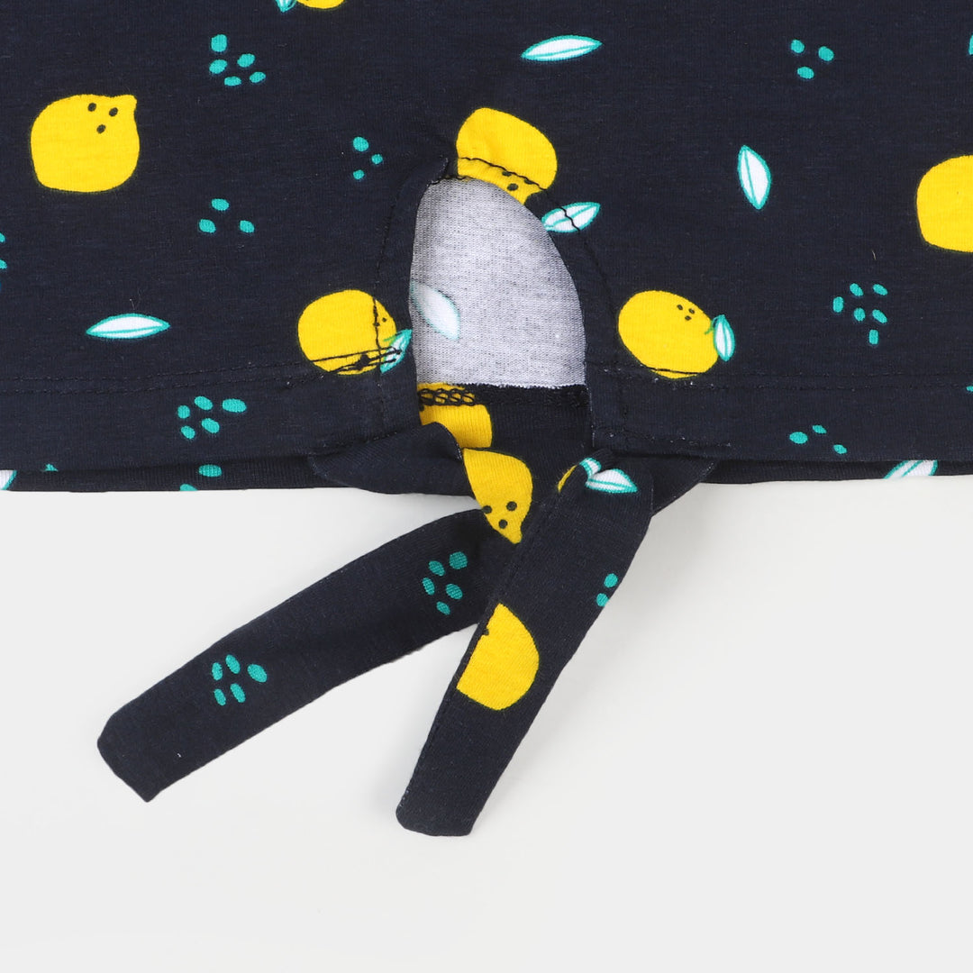 Girls T-Shirt Printed Lemons - Navy Blue