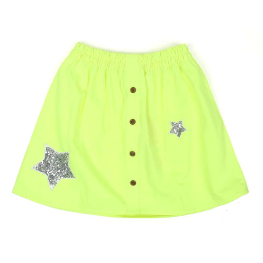 Girls Skirt Neon Star Applique - Neon Green