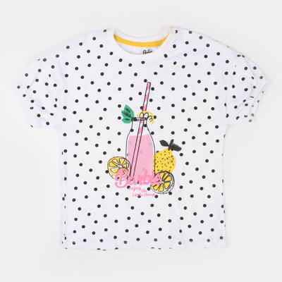 Girls T-Shirt Printed - Bright White