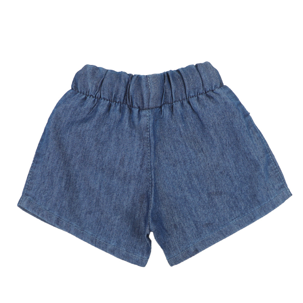 Infants Girls Short Denim Flower Lace - Mid Blue