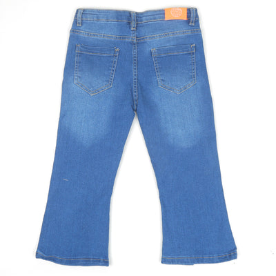 Girls Pant Denim F/Slit Bell Bottom - Mid Blue