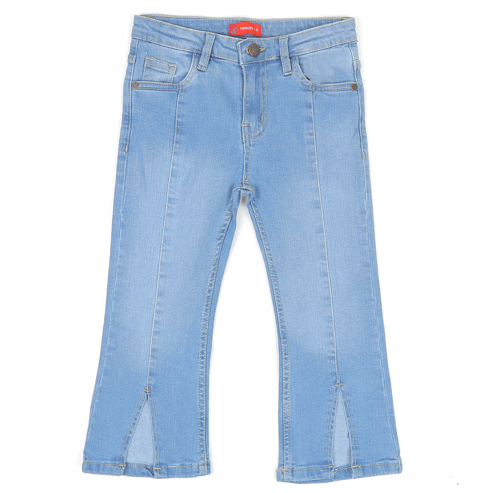 Girls Pant Denim F/Slit Bell Bottom - Ice Blue