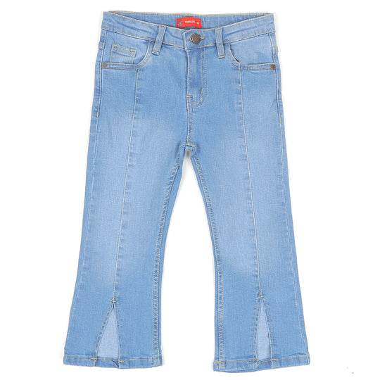 Girls Pant Denim F/Slit Bell Bottom - Ice Blue
