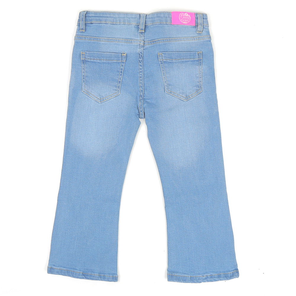 Girls Pant Denim F/Slit Bell Bottom - Ice Blue