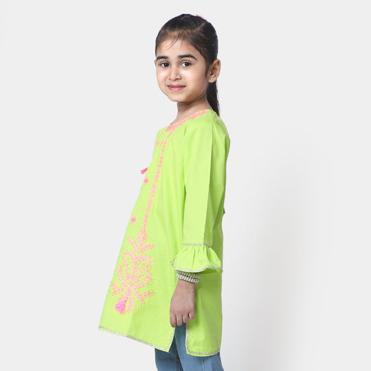 Girls Cotton EMB Kurti Glory - Green