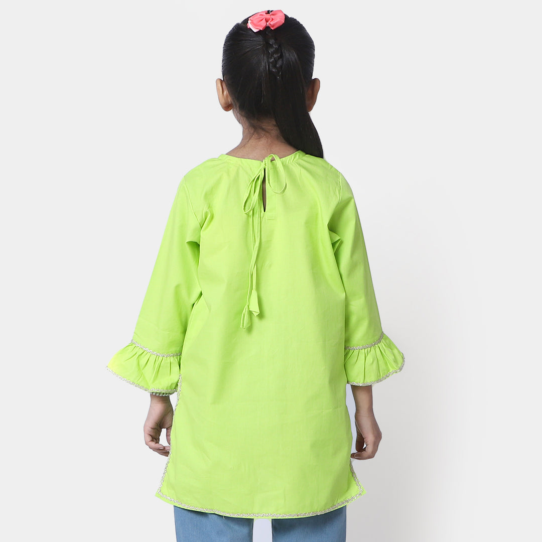 Girls Cotton EMB Kurti Glory - Green