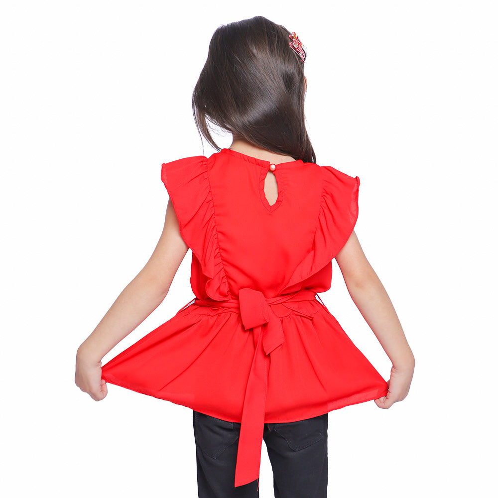 Girls Casual Top Red Rose - Red