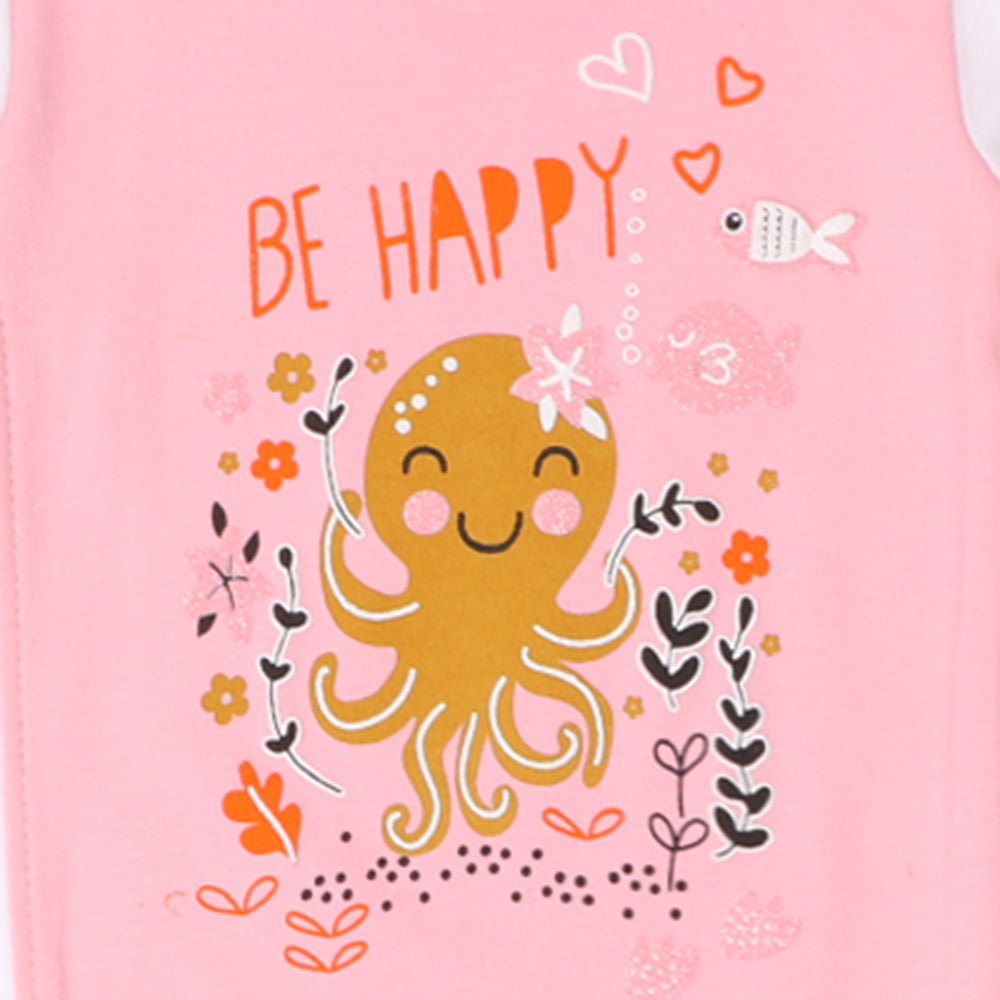 Infant Girls Knitted Romper Be Happy - Pink