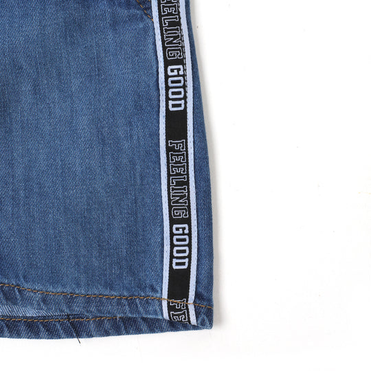 Boys Short Denim Feeling Good Tape - Mid Blue