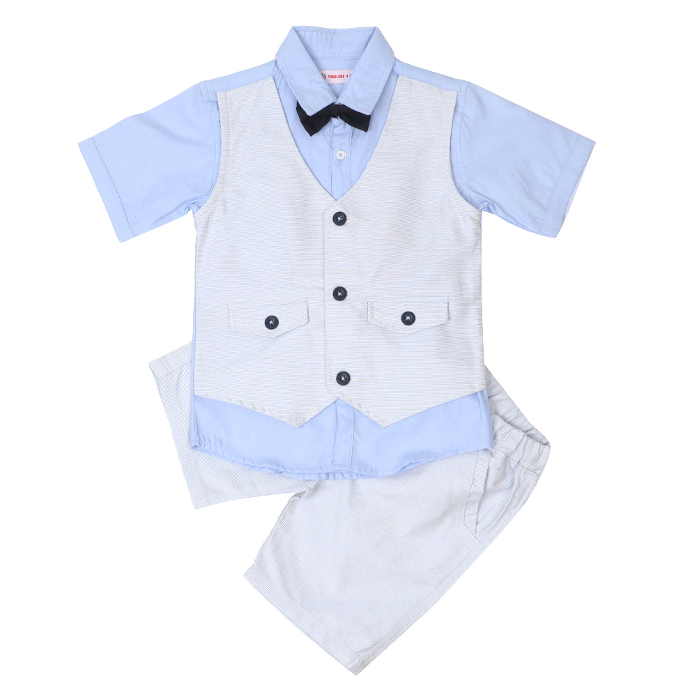 Infants Fancy Boys 3PCs Suit - Sky Blue