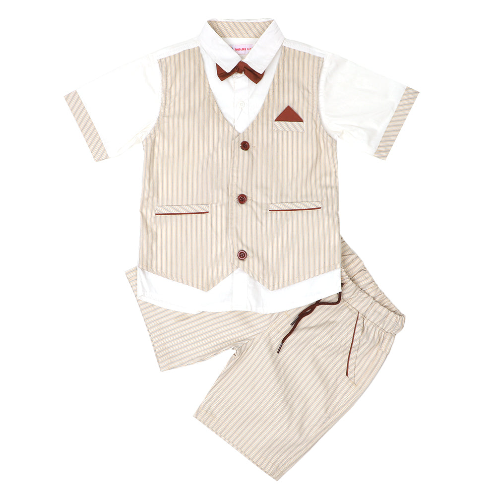 Boys Suit 3 Pcs Fancy - BEIGE