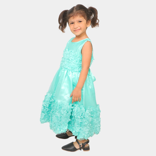 Girls Fancy Frock Flower Brosch - Sea Green