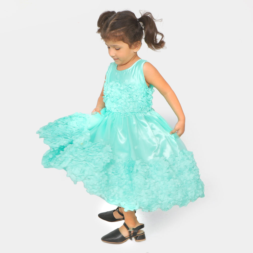 Girls Fancy Frock Flower Brosch - Sea Green