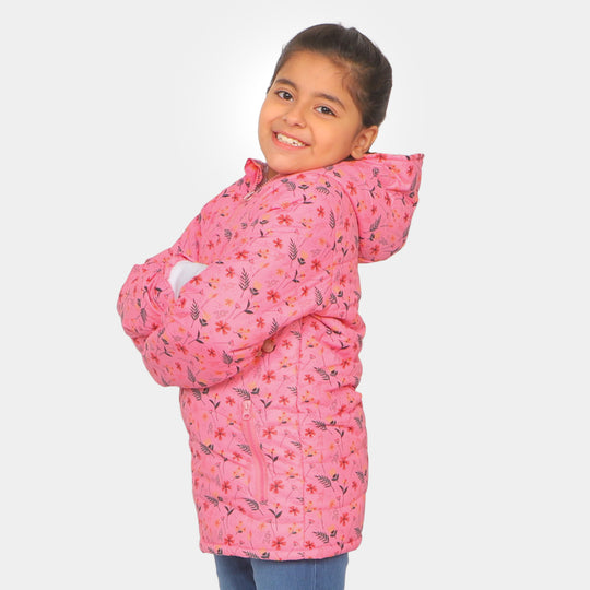 Girls Hooded & Zipper Jacket - Hot Pink