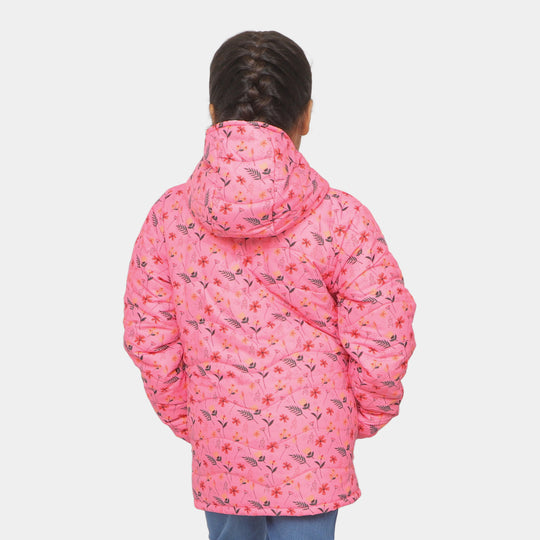 Girls Hooded & Zipper Jacket - Hot Pink