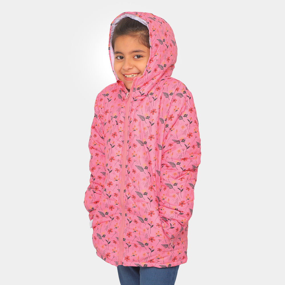 Girls Hooded & Zipper Jacket - Hot Pink