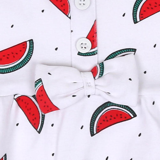 Infant Girls Knitted Rompers Watermelon - White