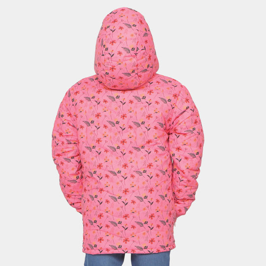Girls Hooded & Zipper Jacket - Hot Pink