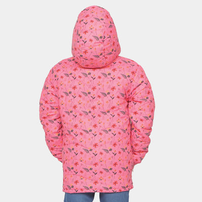 Girls Hooded & Zipper Jacket - Hot Pink