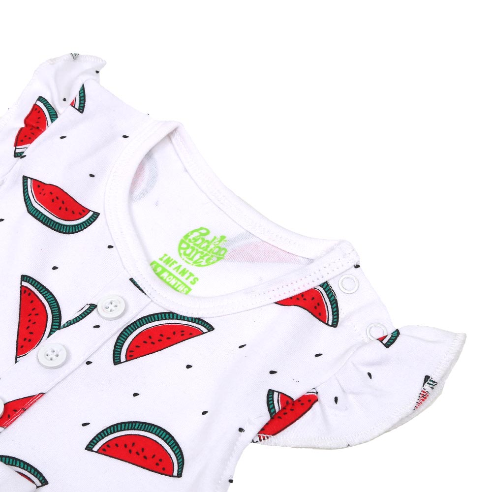 Infant Girls Knitted Rompers Watermelon - White