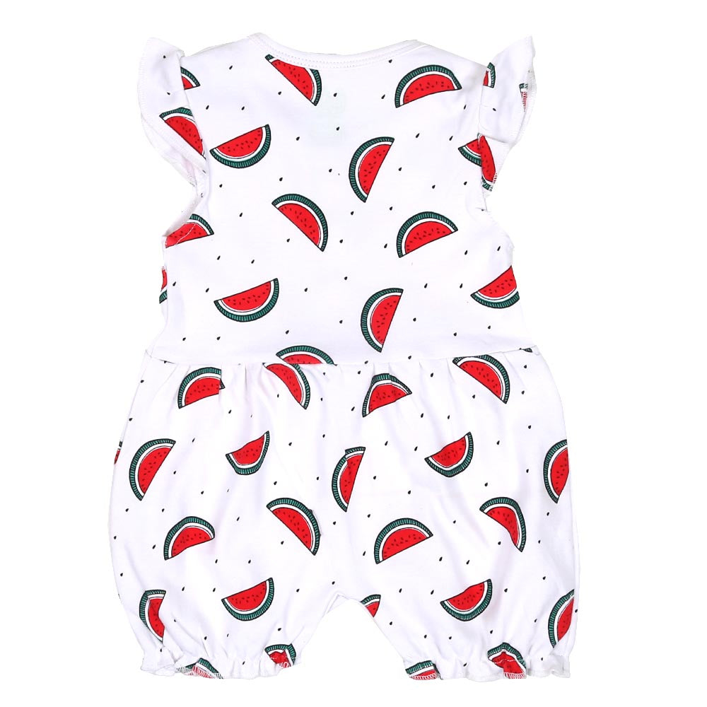 Infant Girls Knitted Rompers Watermelon - White