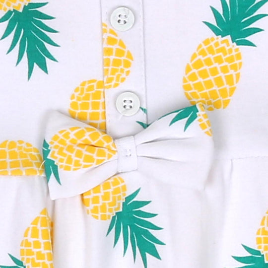 Infant Girls Knitted Romper Pineapple - White