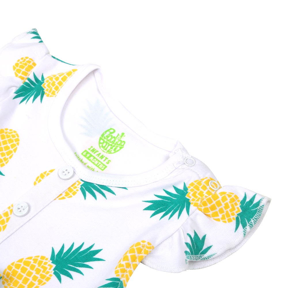 Infant Girls Knitted Romper Pineapple - White