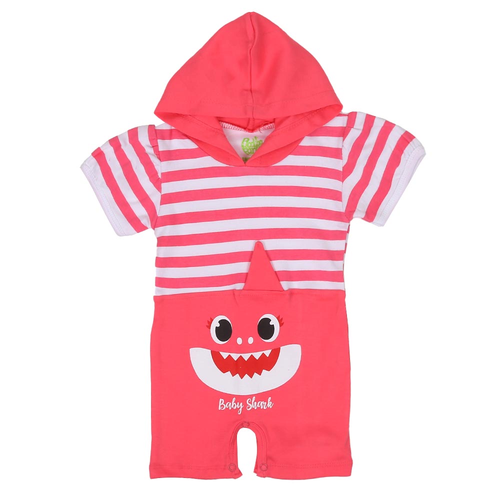 Infant Girls Knitted Romper Baby Shark - Pink