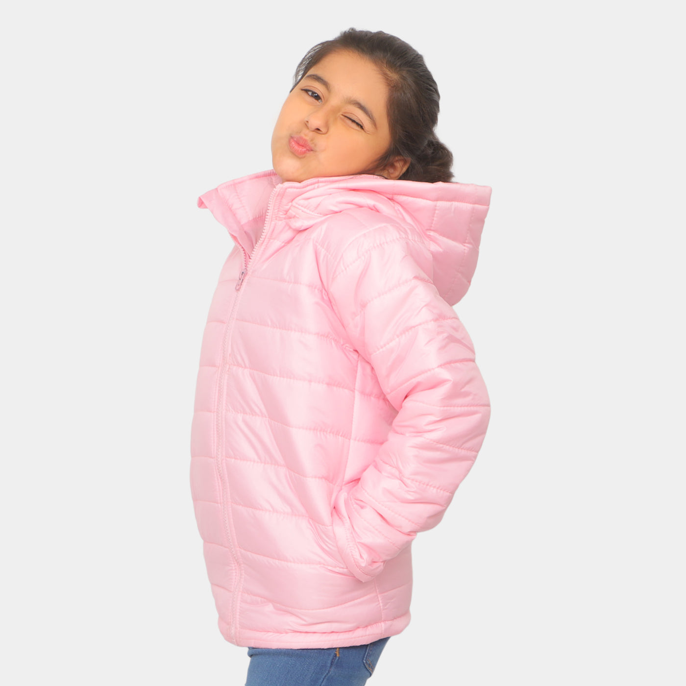 Girls Quilted Zipper Jacket Basic - Pink