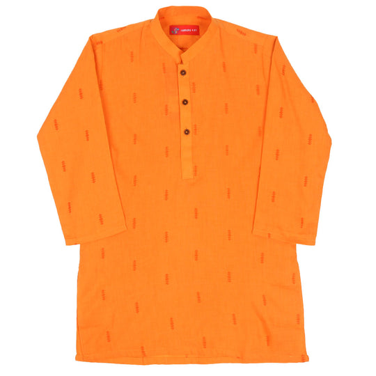 Boys screen Print Kurta Whitemacy-ORANGE