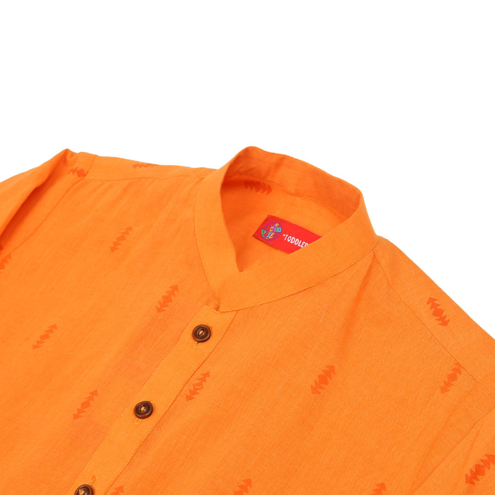 Boys screen Print Kurta Whitemacy-ORANGE