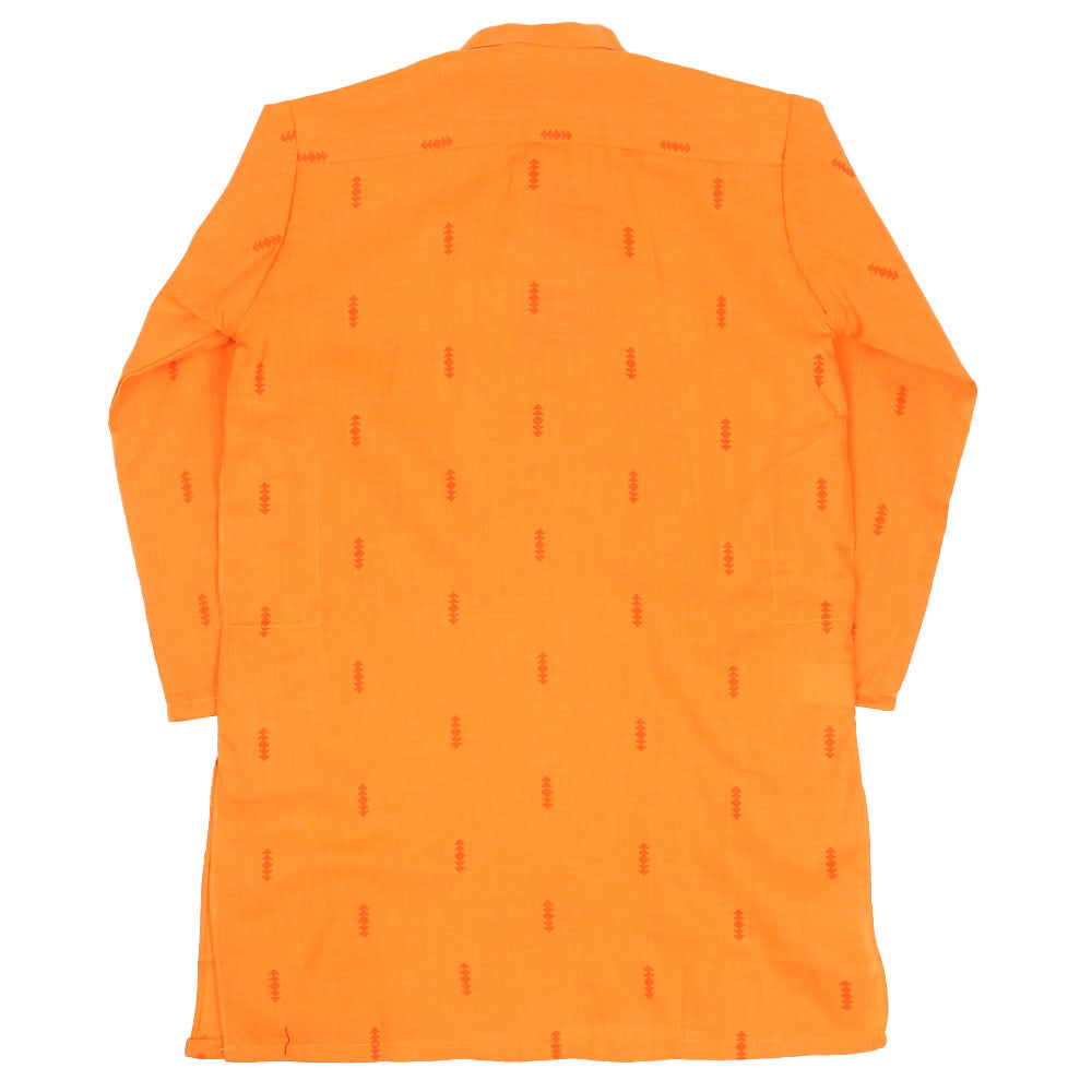 Boys screen Print Kurta Whitemacy-ORANGE
