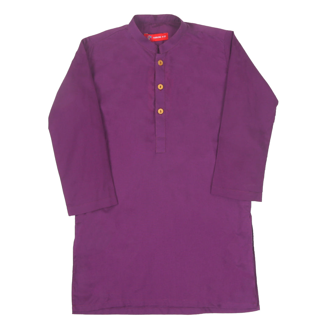 Boys Basic Kurta Jacquard - Purple