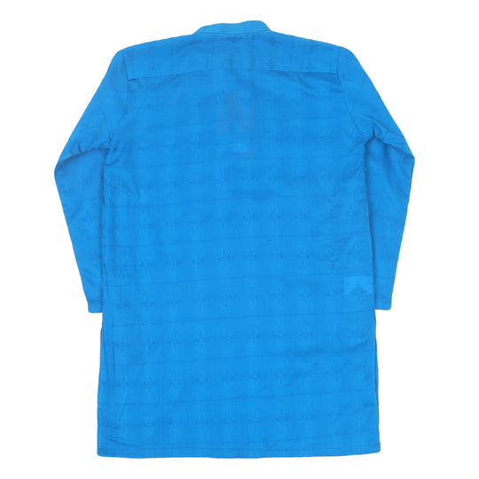 Boys Basic Kurta Jacquard - Blue