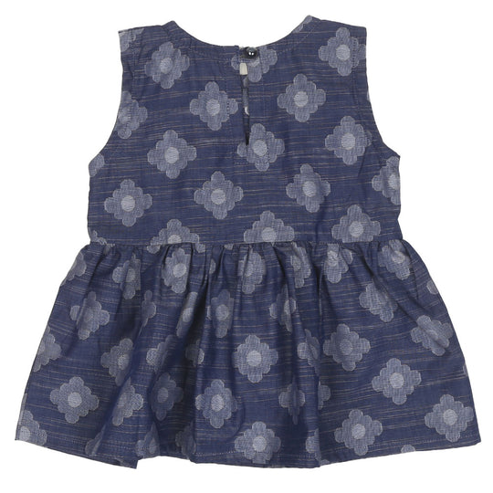 Infant Girls Cotton Frock Little Bow-Blue