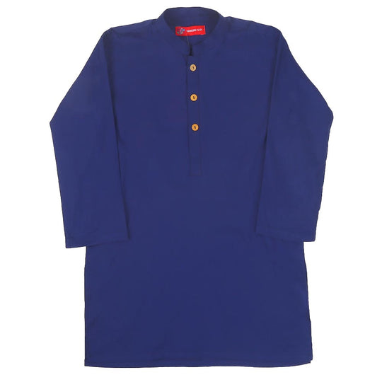 Boys Basic Kurta Jacquard - Navy