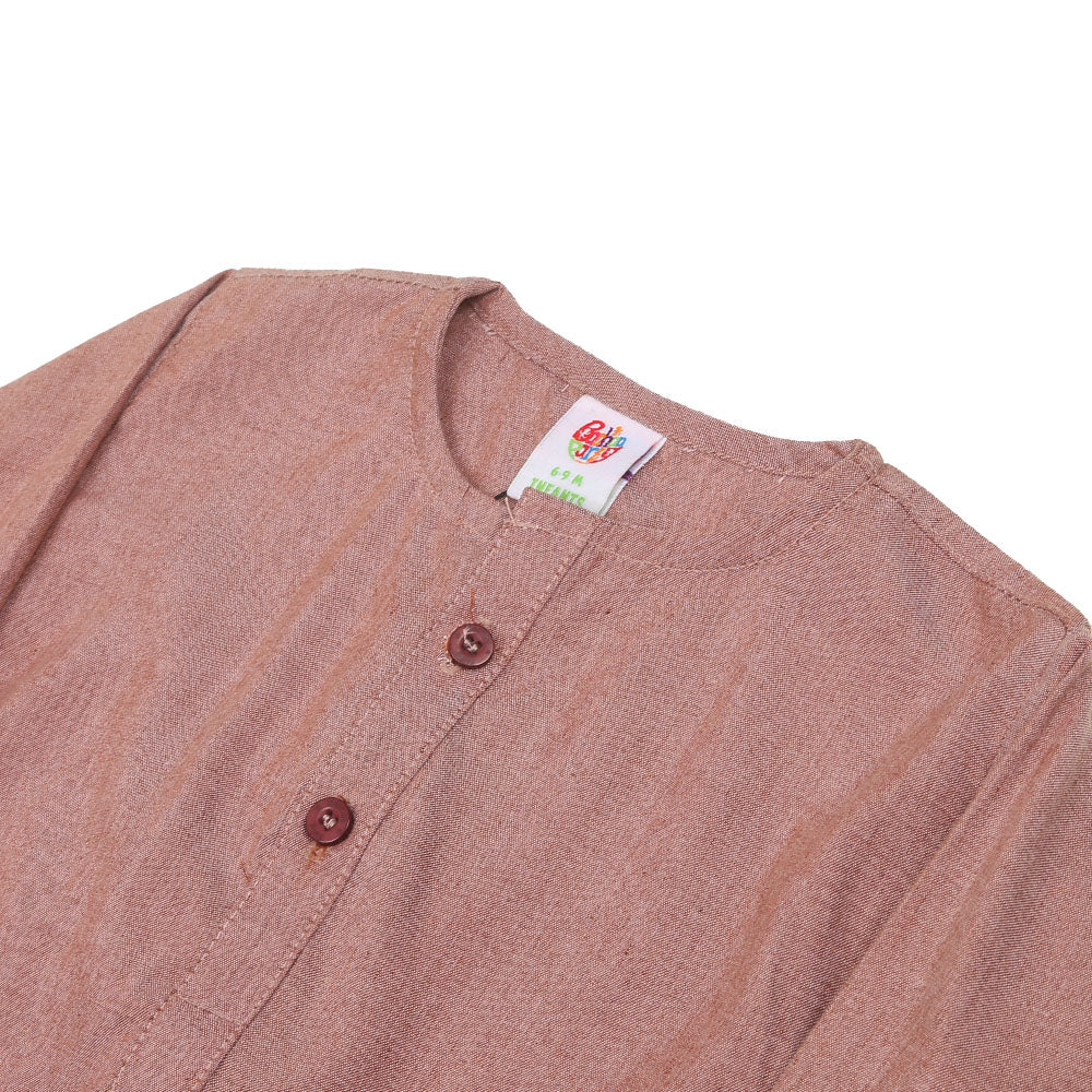Infant Boys Kurta Plain Basic-Brown