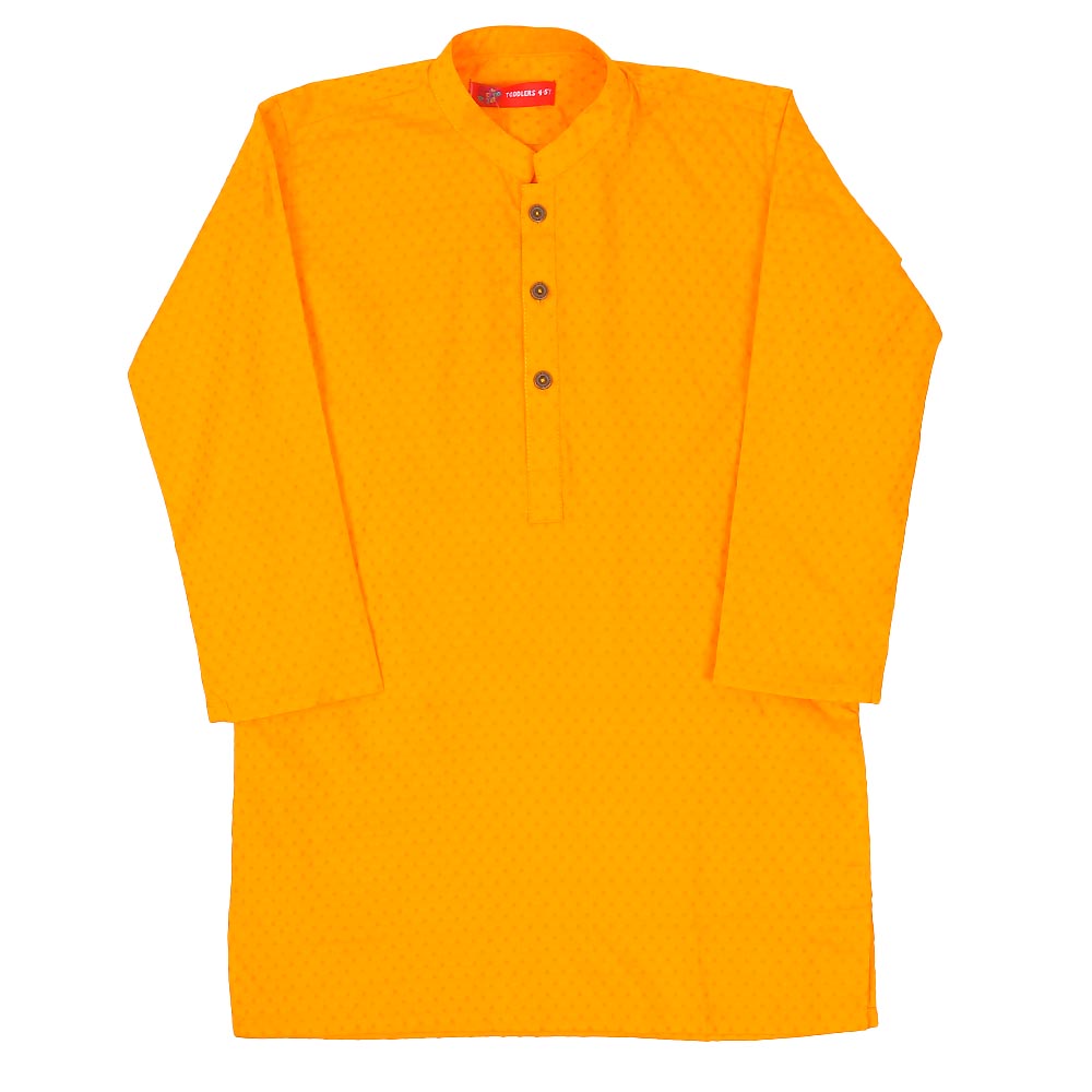 Boys Basic Kurta Jacquard - Yellow