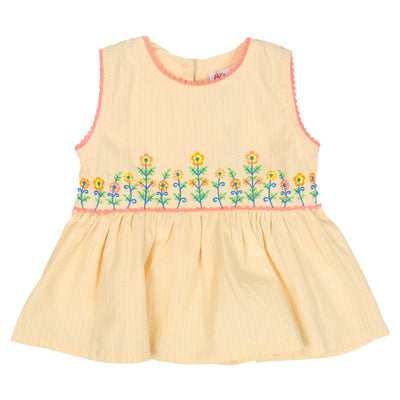 Infant Girls Embroidered Cotton Frock Flower POP-Cream