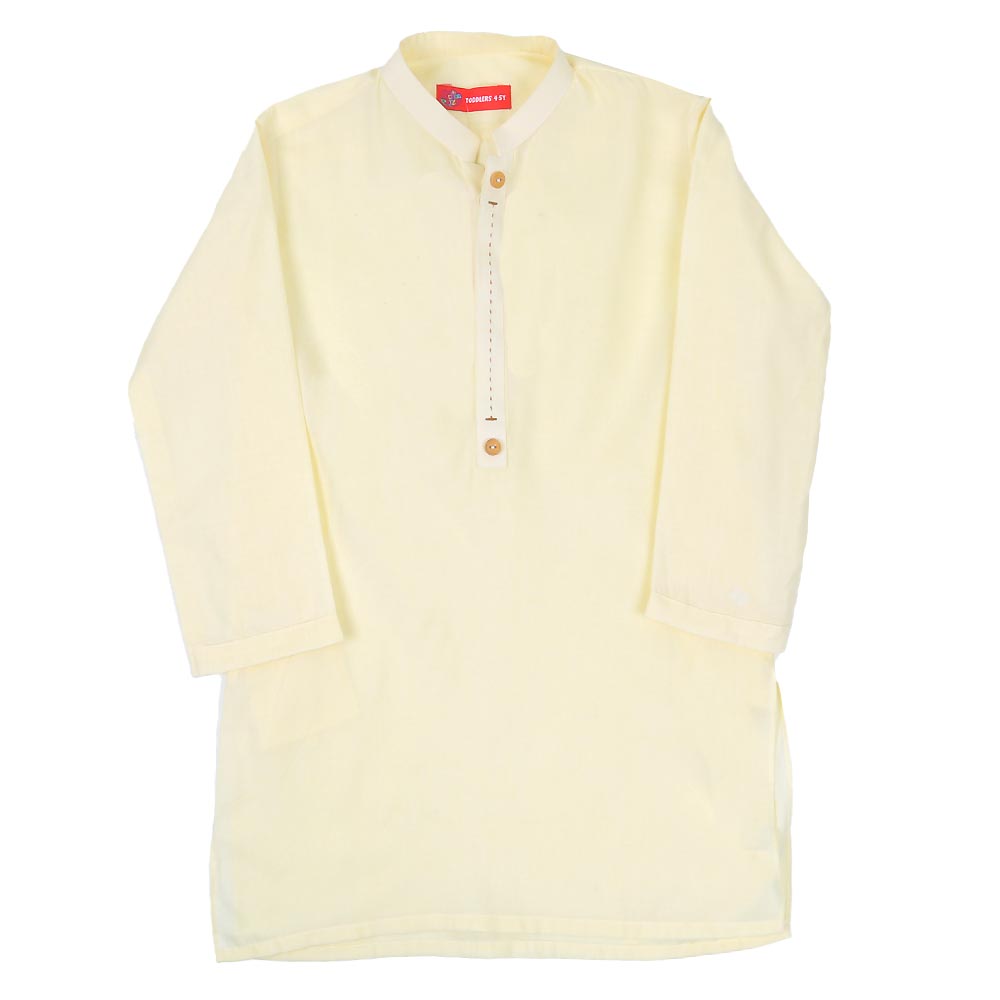 Boys Basic Kurta - Lime Yellow