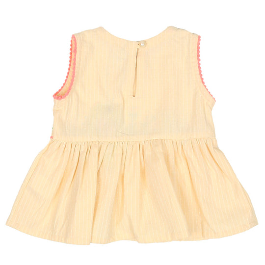 Infant Girls Embroidered Cotton Frock Flower POP-Cream